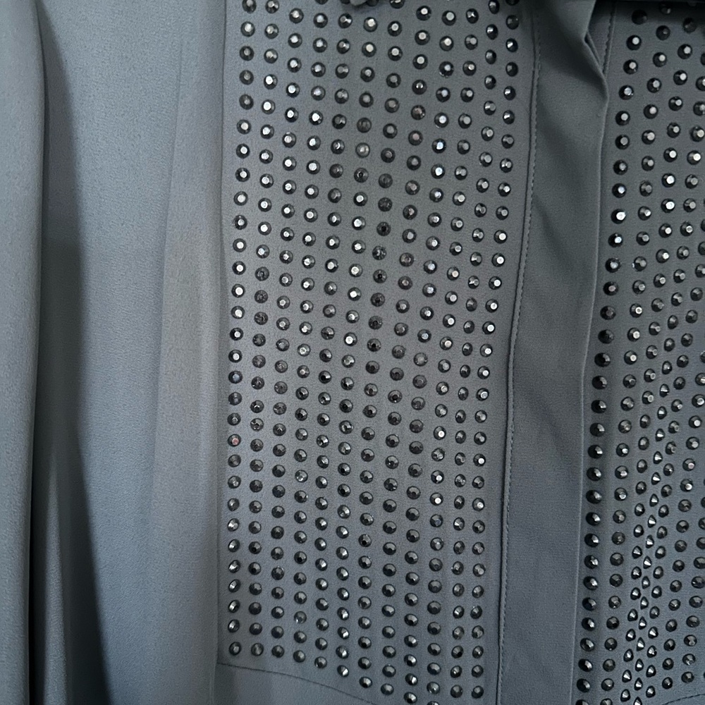 Joan Rivers Gray Studded Blouse - Picture 2 of 6